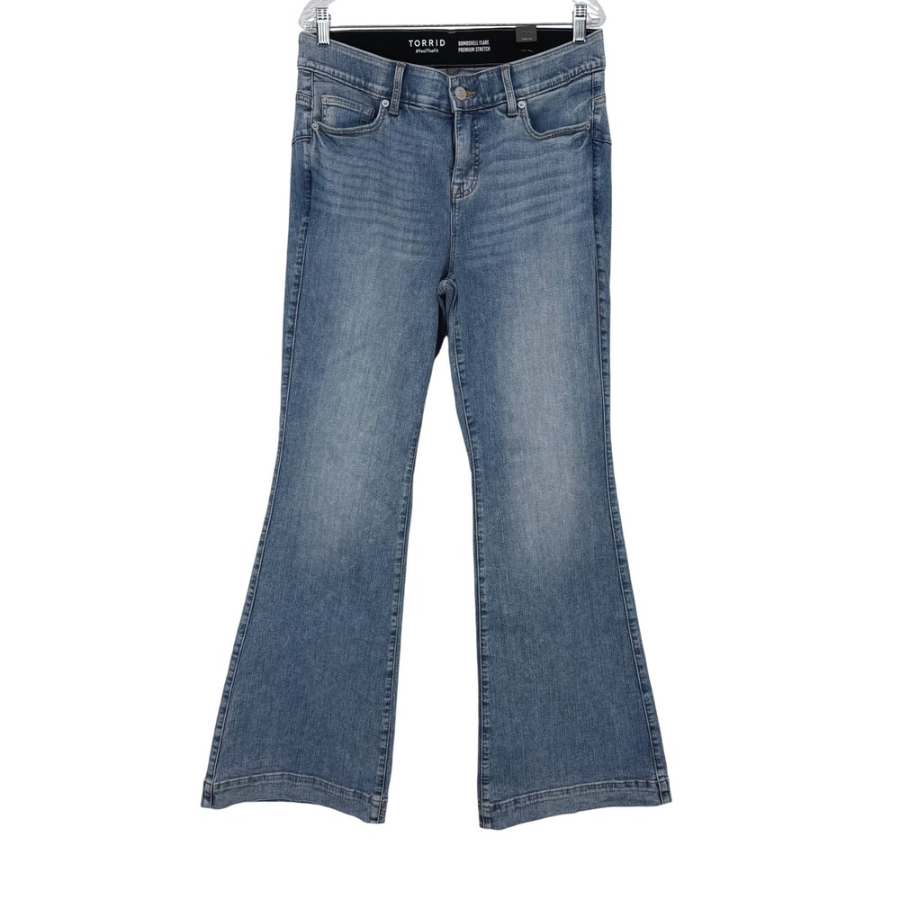 Torrid Bombshell Flare Jeans Women 14T Blue Premium Stretch High Rise Western